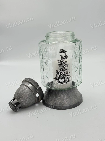 Лампада Стеклянная Z 391 (материал Стекло+Пластик, цвет Серебро) в упаковке 8 штук  арт:2032