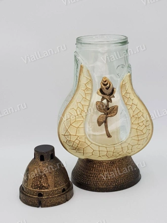 Лампада стеклянная Rosa mala (материал Пластик+Стекло, цвет Бронза, в упаковке 6 штук) арт:1969