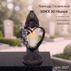 Лампада стеклянная, свеча вкладыш, 3D Сердце черная  (31*13*13, корпус фигурный, колба цилиндрическая прозрачное стекло, пластик черный, Роза серебро) упаковка 5 шт. арт:3027