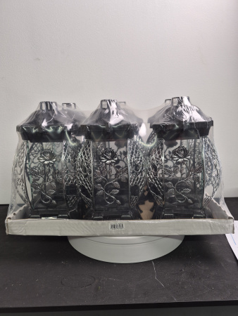 Лампада Пышная Роза серебро KWIAT(размер 26х12х12, корпус прямоугольный, колба плоское прозрачное стекло, пластик черный, Пышная Роза Серебро, в упаковке 6 шт. арт:2508