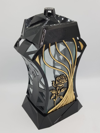 Лампада стеклянная Роза золото Bis (размер 37x20х16, корпус трапецевидный, колба плоское прозрачное стекло, пластик черный, Роза золото, в упаковке 6 шт.) арт: 2459