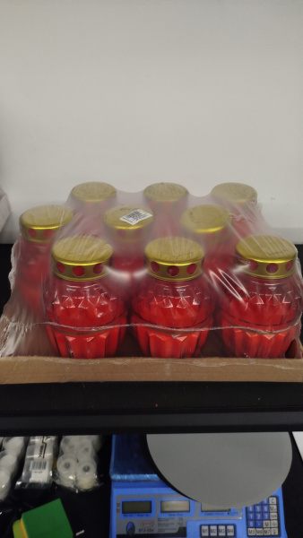 Лампада Стеклянная Красная Lo-7 (материал Стекло+Пластик, цвет красный, в упаковке 9 шт.) арт:2484