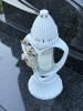 Лампада стеклянная, свеча вкладыш, 3D Сердце белая  (31*13*13, корпус фигурный, колба цилиндрическая прозрачное стекло, пластик белый, Роза золото) упаковка 5 шт. арт:1861