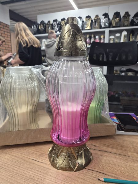 Лампада стеклянная Капля микс Znicz (размер 32х12, корпус Капля, колба прозрачное цветное стекло, пластик бронза, в упаковке 5 шт.) арт:2493