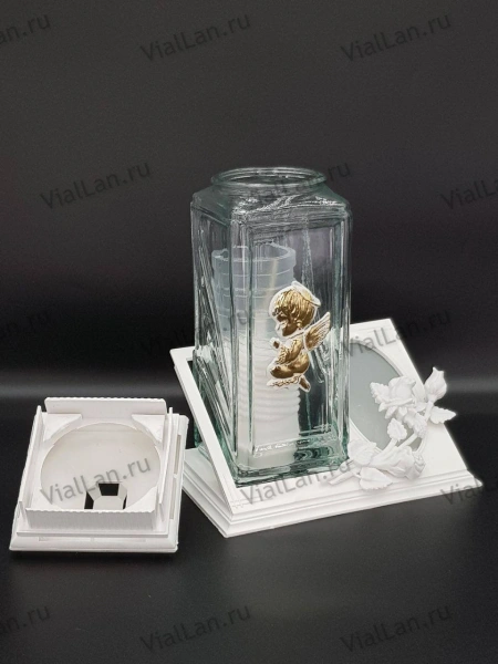 Лампада стеклянная ангел ZC-2 (25*18*18, материал Пластик+Стекло, цвет белый) в упаковке 5 штук  арт:1904