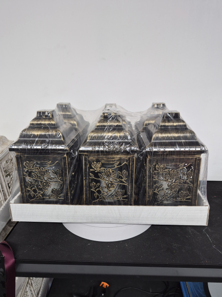 Лампада пластиковая Домик Роза Вьюн KAT (размер 25*15 см, корпус домик, пластик бронза, Роза, Вьюн, в упаковке 6 шт.)  арт:2542