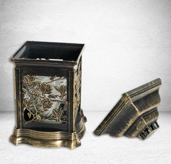 Лампада пластиковая Домик Роза Вьюн KAT (размер 25*15 см, корпус домик, пластик бронза, Роза, Вьюн, в упаковке 6 шт.)  арт:2542