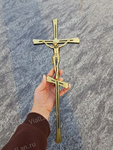 Крест KP5 P4 (43*17, Бронза, цвет Темное золото, Православный) арт:821