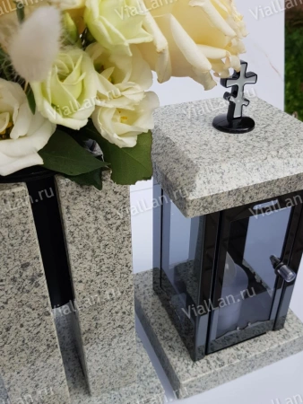 Лампада Гранд (гранит Мансуровский, корпус черный, нержавеющая сталь) арт:1837