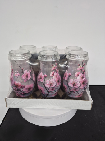 Лампада Стеклянная Орхидея Bolsius (размер 28*10 см, корпус цилиндрический, колба стекло, пластик золото, принт Орхидея, в упаковке 6 шт.) арт:2548