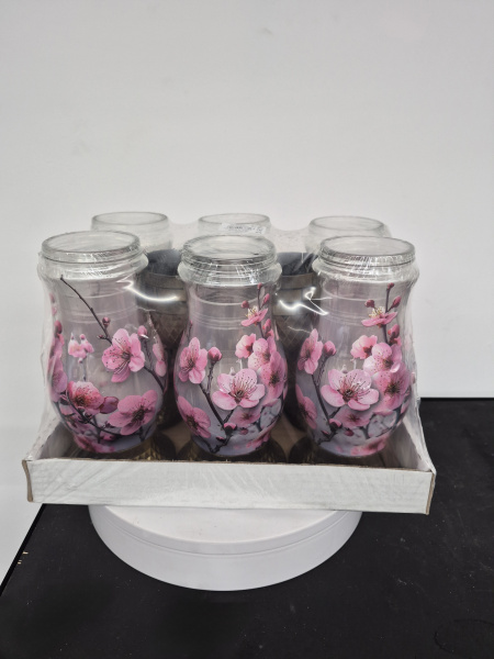 Лампада Стеклянная Орхидея Bolsius (размер 28*10 см, корпус цилиндрический, колба стекло, пластик золото, принт Орхидея, в упаковке 6 шт.) арт:2548