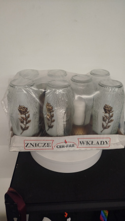 Лампада стеклянная Роза Ветка золото GER-FAR (размер 29х11, корпус Свеча, колба прозрачное стекло, пластик бронза, роза золото, в упаковке 7 шт.)арт:2487