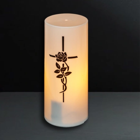Свеча лампады электрическая Cortina Роза принт(Цвет Белый, срок горения 30 дней, в упаковке 6 шт.) арт:2441