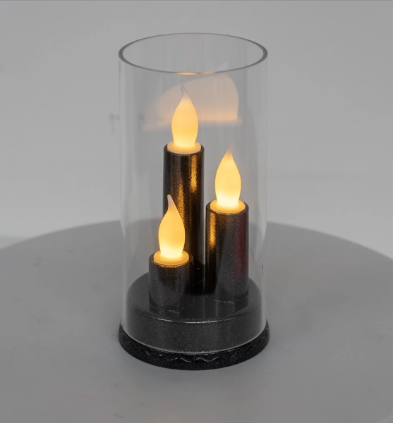 Свеча лампады электрическая Cortina 3 свечи в стакане (Цвет черный, в упаковке 8 шт.) арт:2475