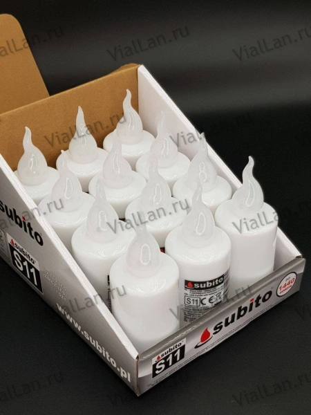 Свеча лампады электрическая S11 354 Белый (11*4, Время горения 30 дней, в упаковке 12 шт.) арт:2017