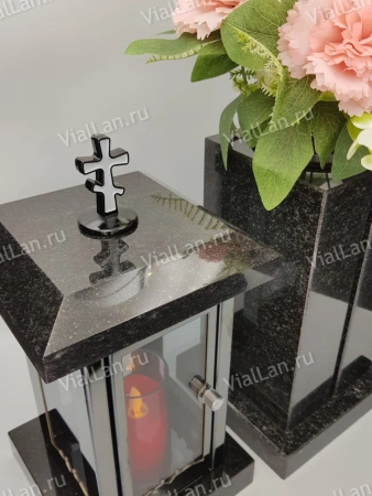 Лампада Гранд (гранит Габбро Карелия, корпус черный, нержавеющая сталь) арт:1833