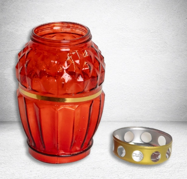 Лампада Стеклянная Красная Lo-7 (материал Стекло+Пластик, цвет красный, в упаковке 9 шт.) арт:2484