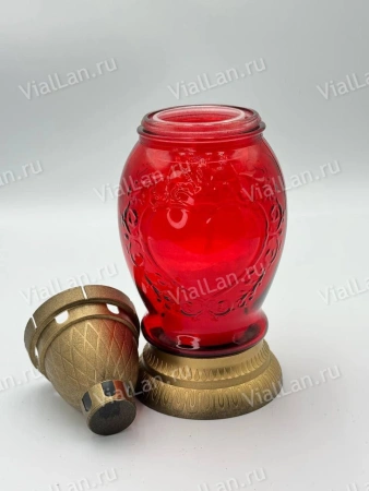 Лампада стеклянная Сердце микс (размер ""х""х"", корпус овал, колба прозрачное цветное стекло, пластик бронза, Сердце, в упаковке 11 шт.) арт:2030