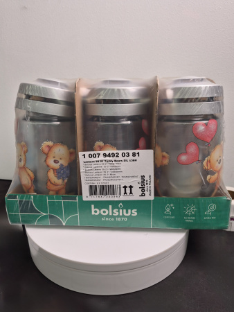 Лампада Стеклянная Мишка Bolsius (размер 23*11 см, корпус цилиндрический, колба стекло, пластик серебро, принт Мишка в упаковке 6 шт.) арт:2488