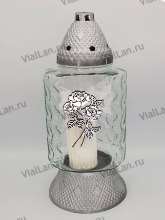 Лампада Стеклянная Z 331 (материал Стекло+Пластик, цвет Серебро) в упаковке 5 шт. арт:2056