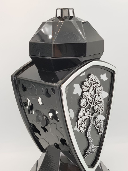 Лампада стеклянная Щит серебро Bis (размер 39х20х20, корпус трапецевидный, колба плоское прозрачное стекло, пластик черный, Дерево серебро, в упаковке 6 шт.)арт:2552