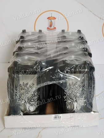 Лампада стеклянная Дерево Серебро Prima 8 (размер 24*12*12 см, корпус прямоугольный, колба прозрачное стекло, пластик черный, Дерево, цвет Серебро, в упаковке 6 шт.) арт:1925