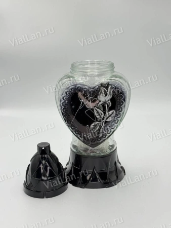 Лампада Стеклянная Сердце Z 925 (материал Стекло+Пластик, цвет Черный) в упаковке 8 штук  арт:2028