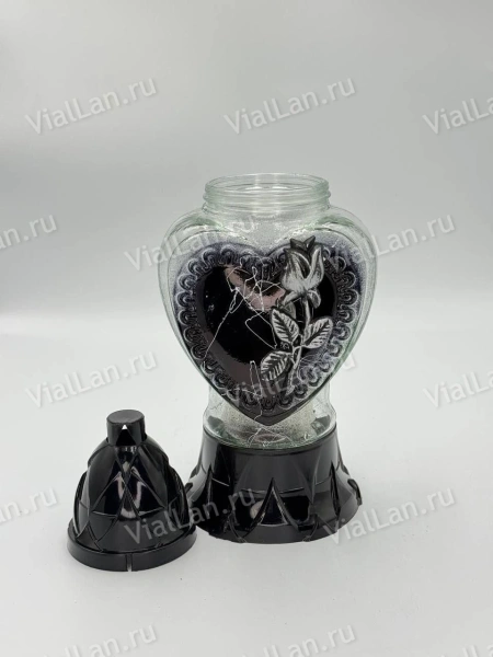 Лампада Стеклянная Сердце Z 925 (материал Стекло+Пластик, цвет Черный) в упаковке 8 штук  арт:2028