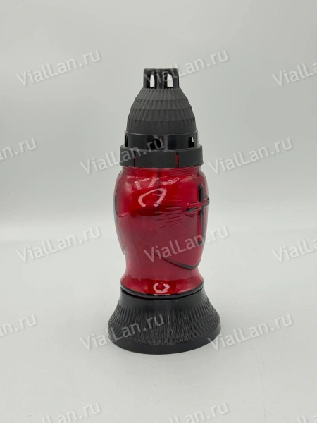 Лампада стеклянная Lo Сердце Крест Красная (размер ""х""х"", корпус Сердце, колба Красное стекло, пластик черный, Крест, в упаковке 16 шт.) арт:2018