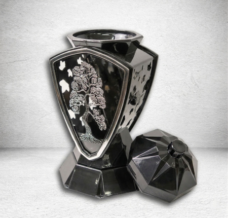 Лампада стеклянная Щит серебро Bis (размер 39х20х20, корпус трапецевидный, колба плоское прозрачное стекло, пластик черный, Дерево серебро, в упаковке 6 шт.)арт:2552