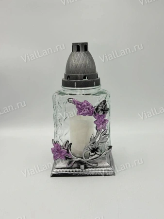 Лампада стеклянная Z 379 (материал Пластик+Стекло, цвет Серебро, в упаковке 6 штук) арт:1982