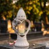 Лампада стеклянная, свеча вкладыш, 3D Сердце белая  (31*13*13, корпус фигурный, колба цилиндрическая прозрачное стекло, пластик белый, Роза золото) упаковка 5 шт. арт:3028