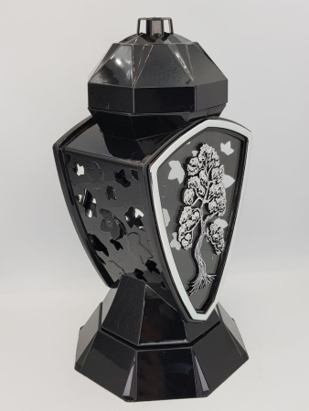 Лампада стеклянная Щит серебро Bis (размер 39х20х20, корпус трапецевидный, колба плоское прозрачное стекло, пластик черный, Дерево серебро, в упаковке 6 шт.)арт:2552