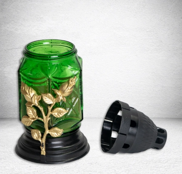 Лампада стеклянная Микс 4 Znicz (размер 18,5х8,5, корпус ромбовидный, колба цветное стекло, пластик Черный, в упаковке 13 шт.) арт:2511