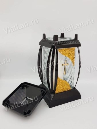 Лампада стеклянная золото Prima Vera (25*10*10, материал Пластик+Стекло, цвет черный) в упаковке 4 штуки  арт:1915