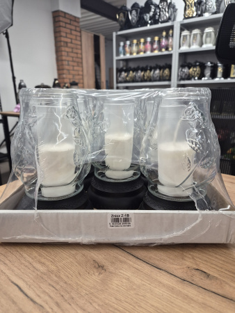 Лампада стеклянная Роза 5 Znicz (размер 25х11, корпус овал, колба прозрачное стекло, пластик черный, в упаковке 8 шт.) арт:2520