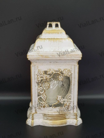 Лампада пластиковая Домик виноградная лоза KAT (размер 25*15 см, корпус домик, пластик белый, Ангел, Виноградная лоза, в упаковке 6 шт.) арт:1928