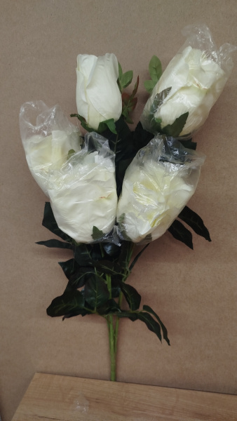 Цветы одиночные Белые розы BLM 5 (10шт) арт:2418