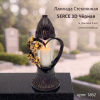 Лампада стеклянная, свеча вкладыш, 3D Сердце черная  (31*13*13, корпус фигурный, колба цилиндрическая прозрачное стекло, пластик черный, Роза золото) упаковка 5 шт. арт:1862
