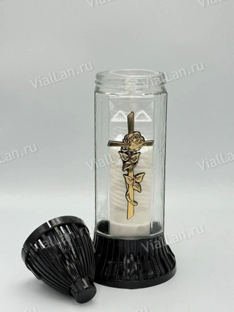 Лампада стеклянная ZPLS2 (материал Пластик+Стекло, цвет Черный, в упаковке 9 штук) арт:1983