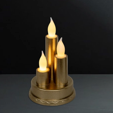 Свеча лампады электрическая Cortina 3 свечи в стакане (Цвет золото, в упаковке 8 шт.) арт:2439